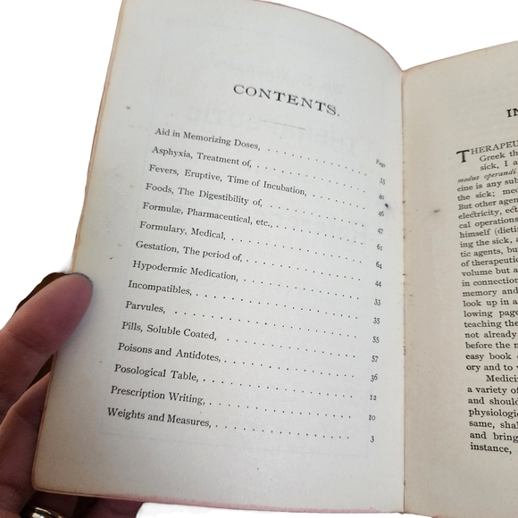 ANTIQUE x WM R WARNER'S Therapeutic Reference Book small hardback circa 1890 - Picture 3 of 16